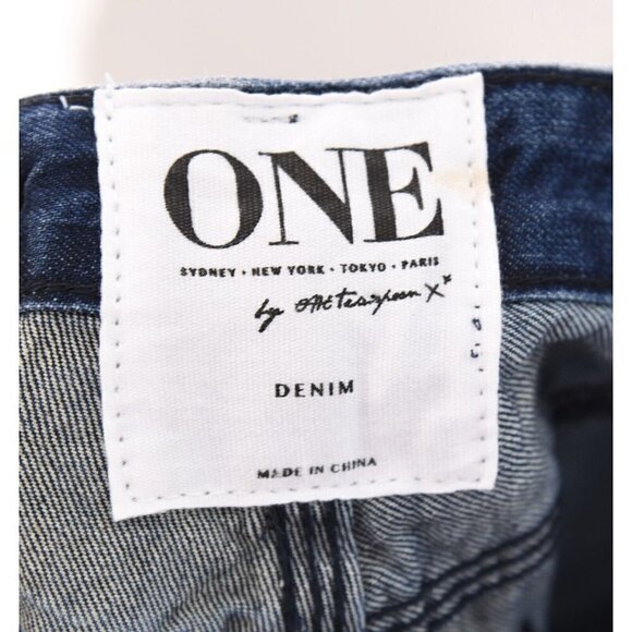 One Teaspoon Sz 27 Trashed Freebirds Crop Denim Jeans Skinny Dark Blue Women NWT - Picture 8 of 11